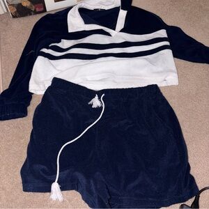 7 For All Mankind Navy & Blue Terry Cloth Nautical Set